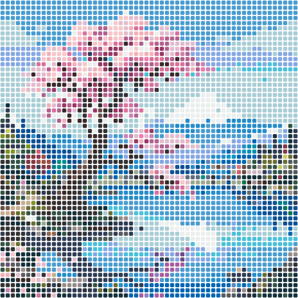 Cherry Blossom Lake Perler Bead Pattern perler bead pattern — 58×58, 3364 beads