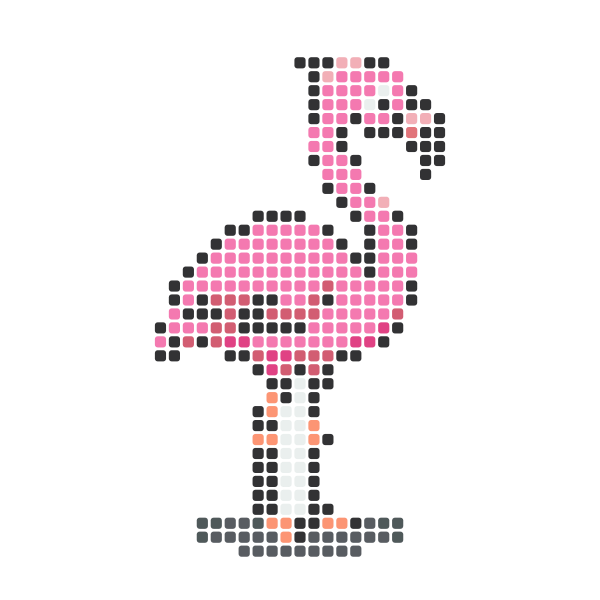 Flamingo Perler Bead Pattern perler bead pattern chart — 43×43 grid, 337 beads, 10 colors