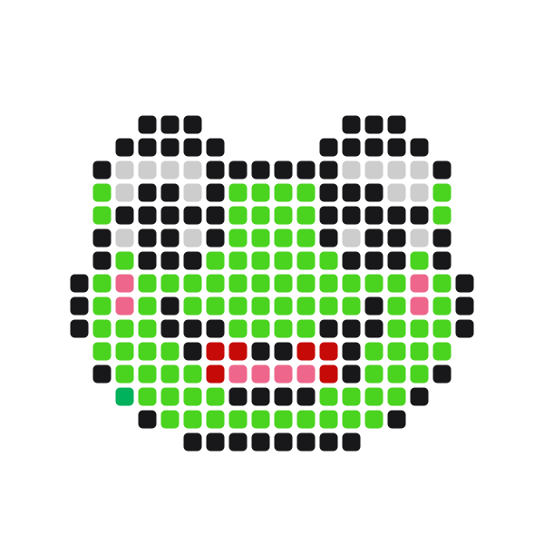 Happy Frog Pony Bead Pattern perler bead pattern — 24×24, 216 beads