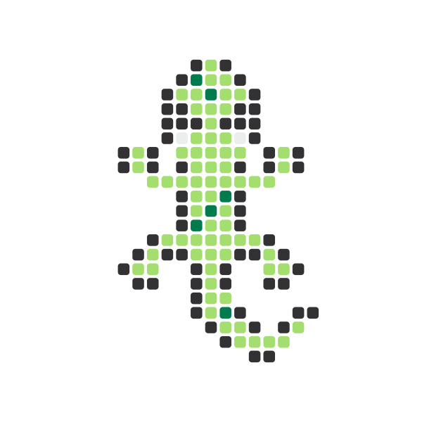 Lizard Perler Bead Pattern perler bead pattern chart — 29×29 grid, 140 beads, 4 colors