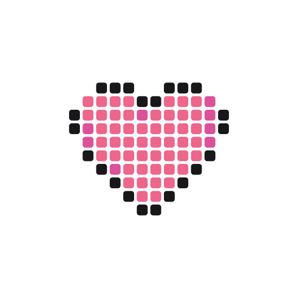 Pink Heart Pony Bead Pattern perler bead pattern — 22×22, 80 beads