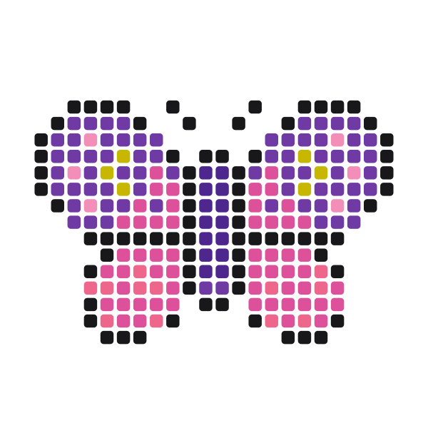 Purple Butterfly Pony Bead Pattern perler bead pattern — 26×26, 236 beads