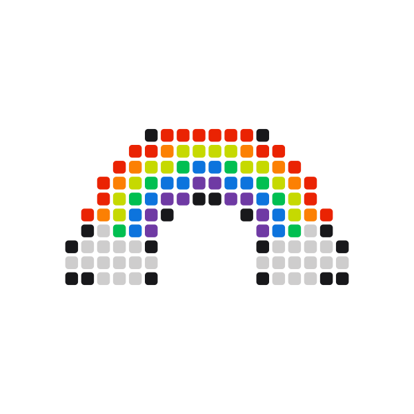 Rainbow Arc Pony Bead Pattern perler bead pattern — 26×26, 116 beads