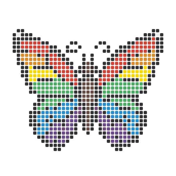Rainbow Butterfly Perler Bead Pattern perler bead pattern — 43×43, 718 beads