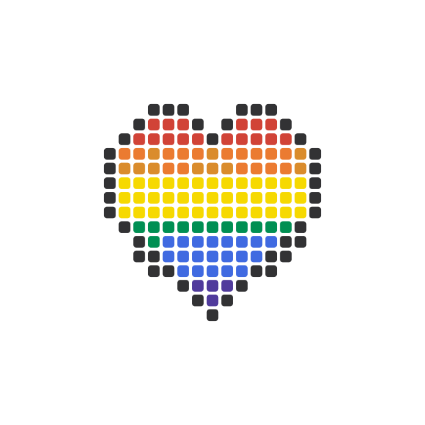 Rainbow Heart Perler Bead Pattern perler bead pattern — 29×29, 158 beads