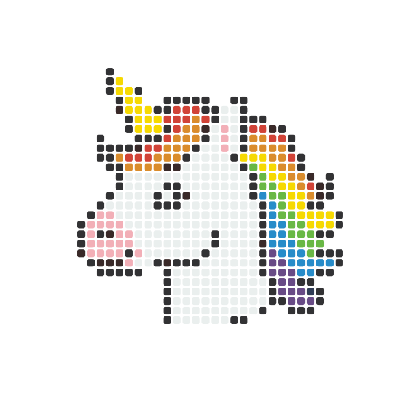 Rainbow Unicorn Perler Bead Pattern perler bead pattern — 43×43, 497 beads