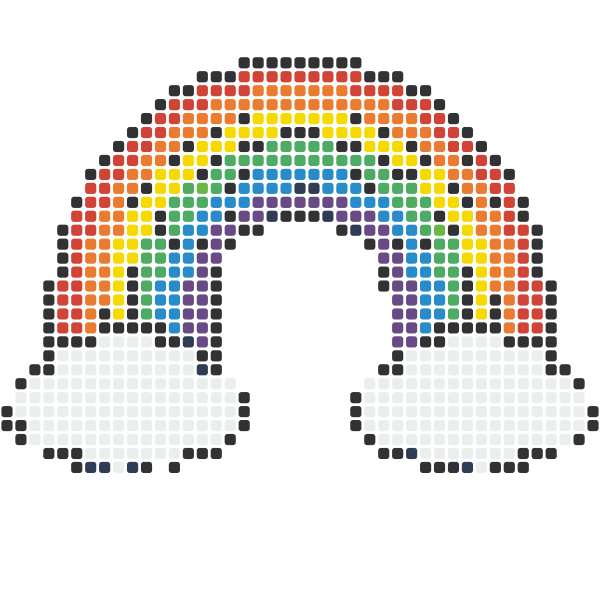 Rainbow Perler Bead Pattern perler bead pattern — 43×43, 790 beads