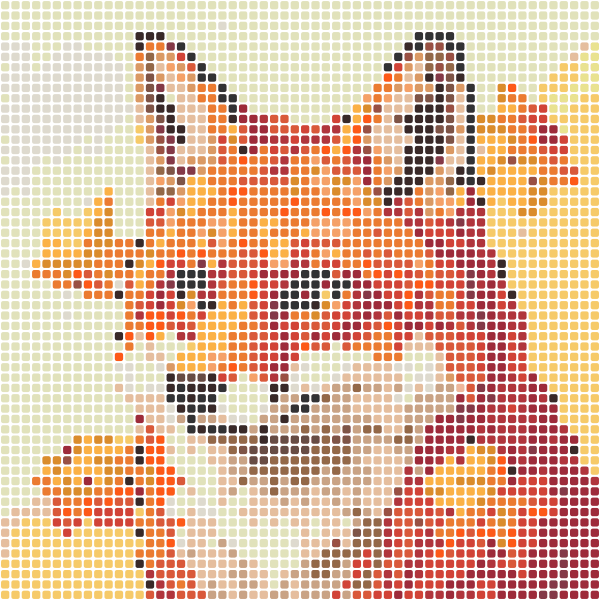 Red Fox in Autumn Forest Perler Bead Pattern perler bead pattern — 58×58, 3364 beads