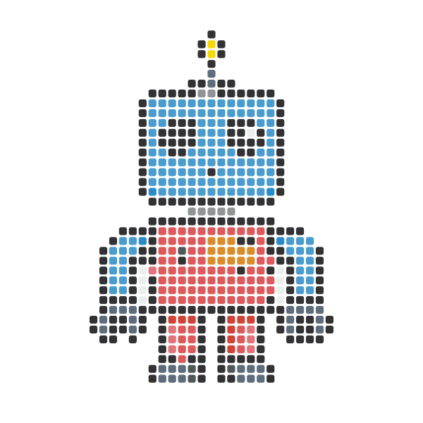 Retro Robot Perler Bead Pattern perler bead pattern — 43×43, 514 beads
