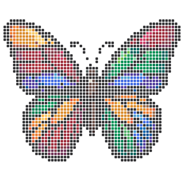 Stained Glass Butterfly Perler Bead Pattern perler bead pattern — 58×58, 1658 beads