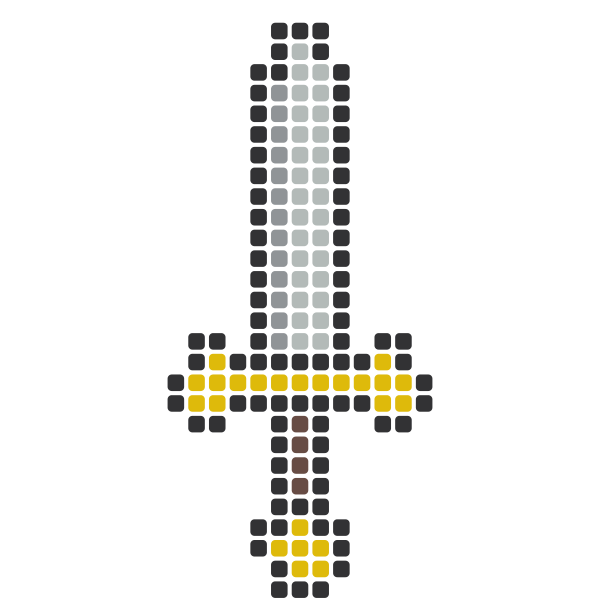 Sword Perler Bead Pattern perler bead pattern chart — 29×29 grid, 153 beads, 5 colors