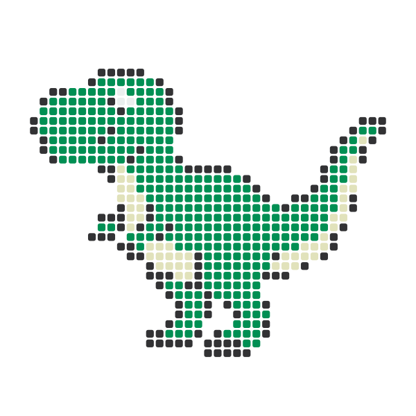 T-Rex Dinosaur Perler Bead Pattern perler bead pattern — 43×43, 480 beads