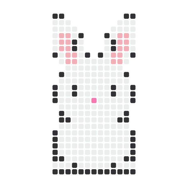 White Bunny Perler Bead Pattern perler bead pattern — 29×29, 276 beads